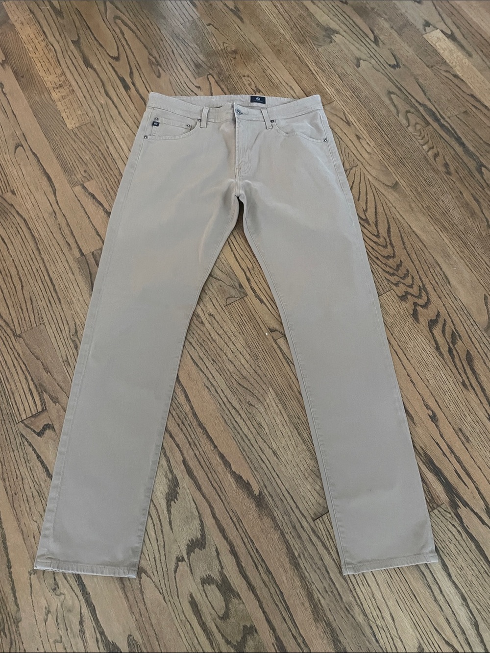 Ag Adriano Goldschmied Slim Straight Jeans in Light Beige 34x32